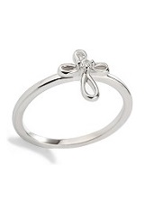 gorgeous silver cubic zirconia cross baby ring